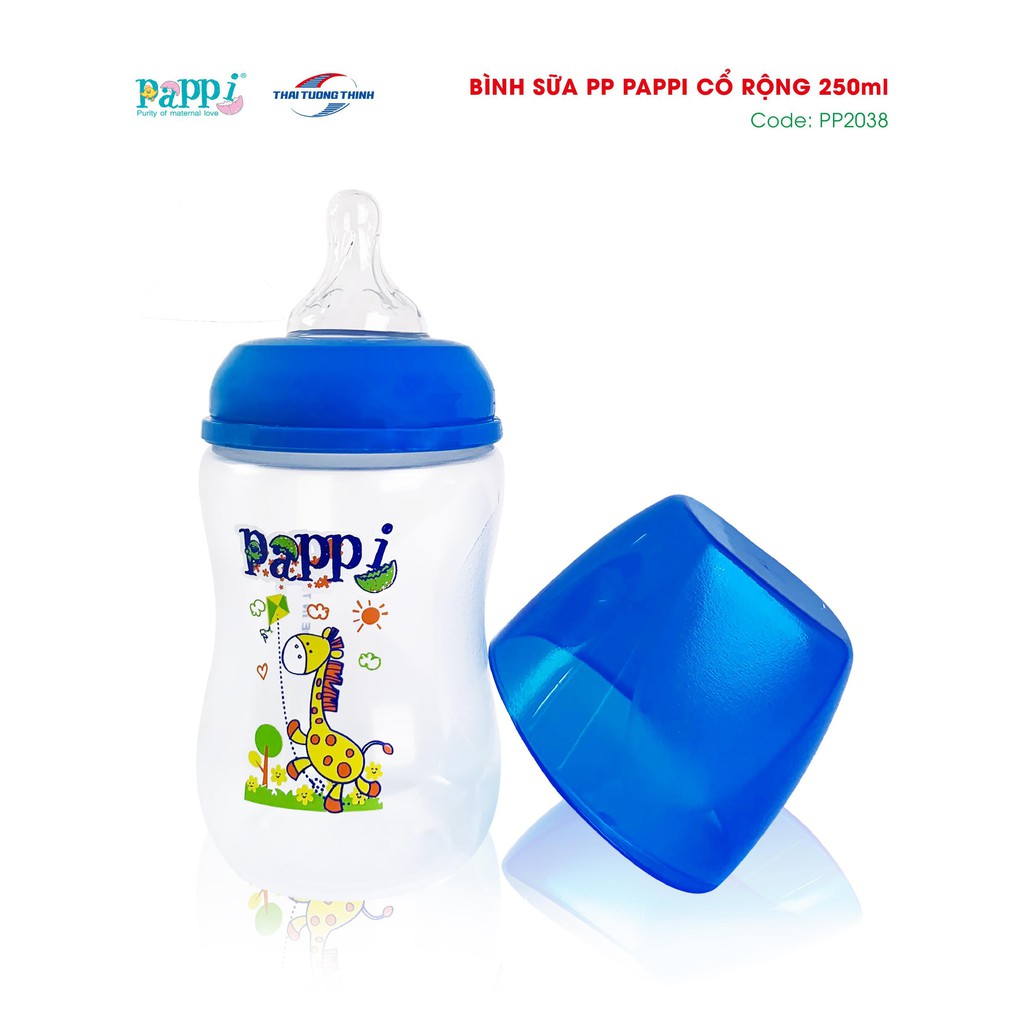 Bình Sữa PP cổ rộng Pappi 250ml - 330ml Thailand BPA FREE