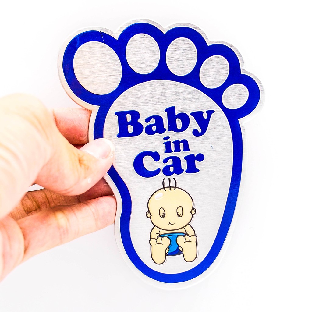 Sticker - hình dán metal kim loại - STICKER FACTORY - Baby in car bàn chân xanh