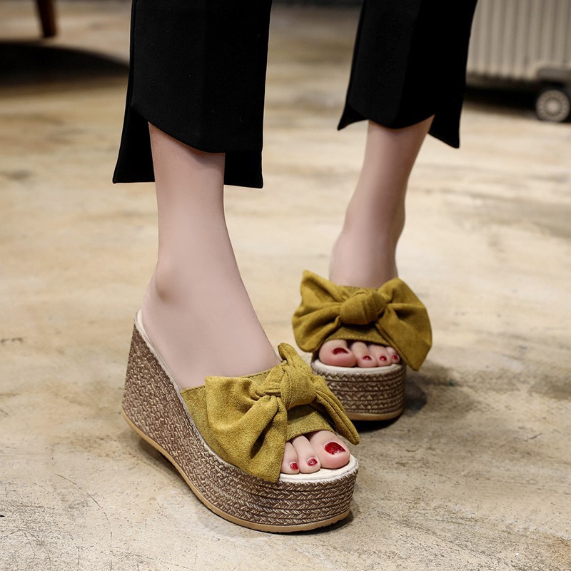 Sandals and slippers women wear summer fashion 2019 new word slope with thick bo - Hàng nhập khẩu