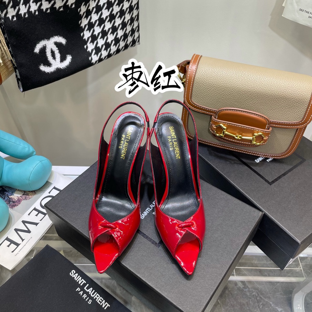 Giày cao gót hở mũi nữ da thật thời trang cao cấp Yves Saint Laurent thiết kế theo phong cách thời thượng, đẳng cấp