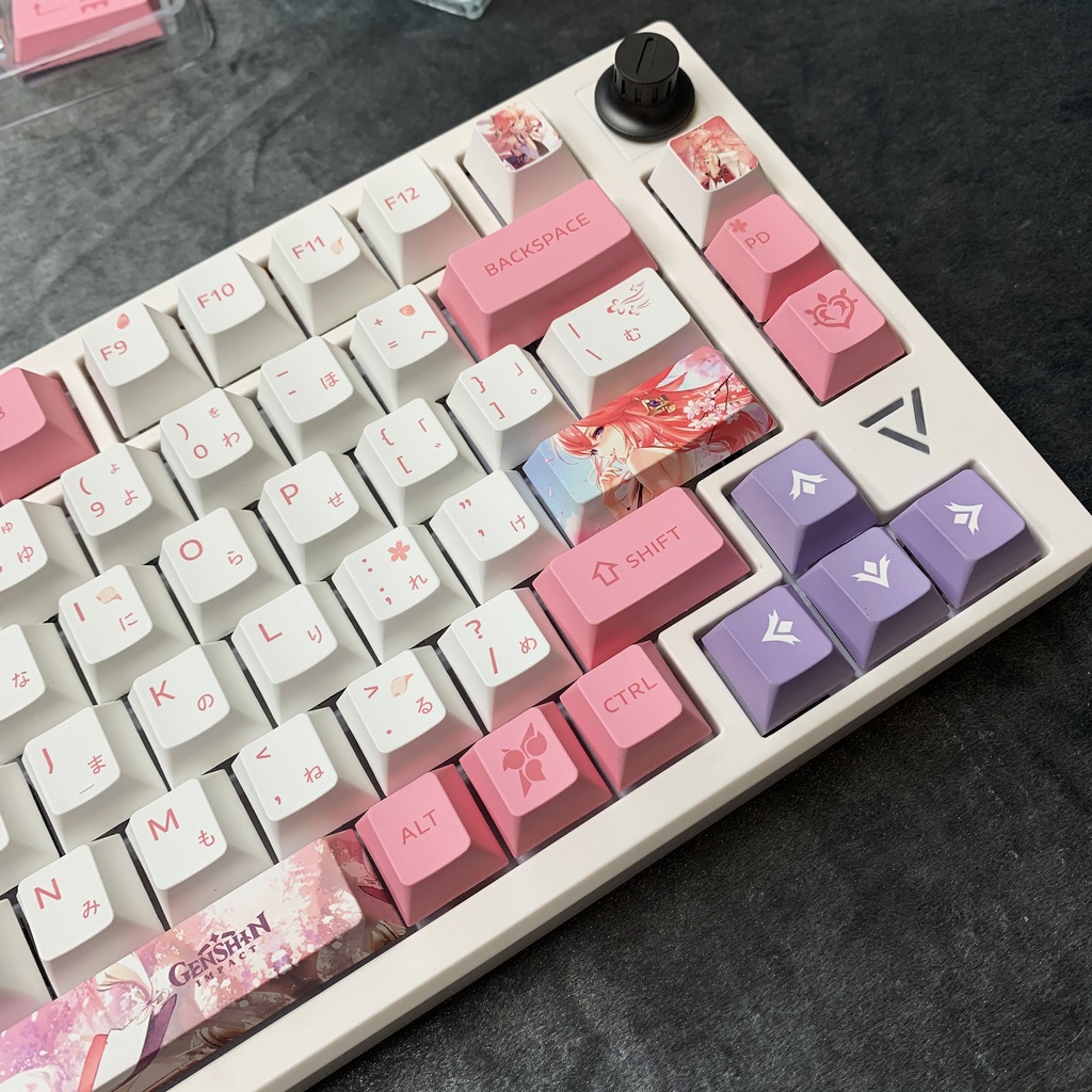 Keycap Genshin Impact YAE MIKO Nút Bàn Phím PBT Dye sub Keycaps Nhuộm Thăng Hoa 135 Phím Họa Tiết Hoạt Hình anime Màu Hồng