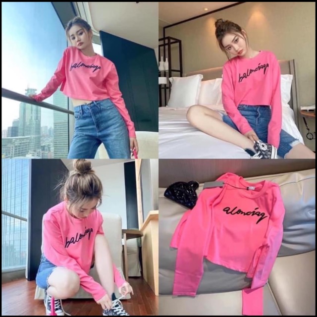 ÁO CROPTOP THÊU CHỮ BA/LEN HOT HIT