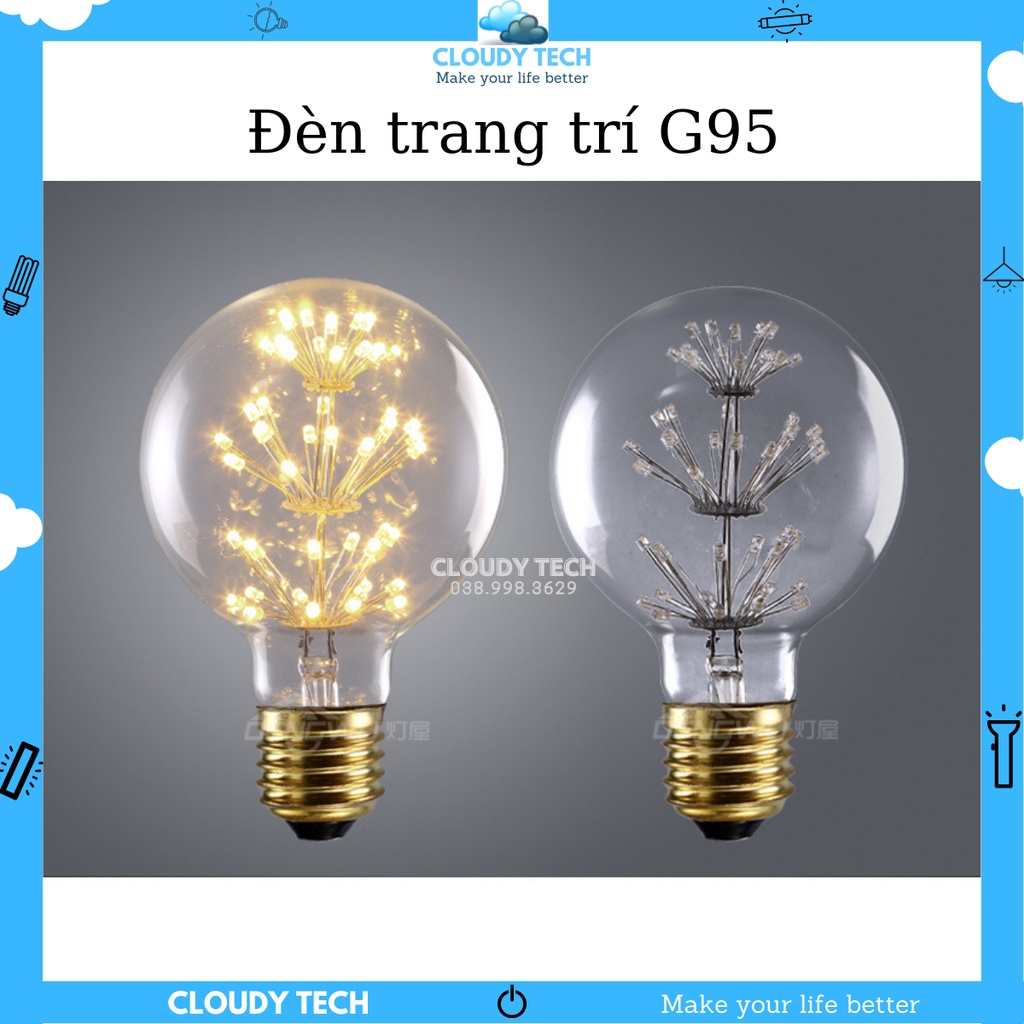 Đèn trang trí, trang trí phòng khách, quán café, phòng ngủ, ngoài trời, sân vườn Edison G95 - 3W