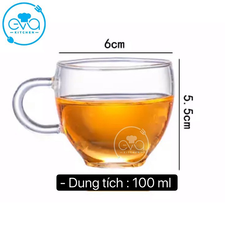 Bộ 4 Ly Trà Thuỷ Tinh Chịu Nhiệt Quai Cầm Cao Cấp M1364