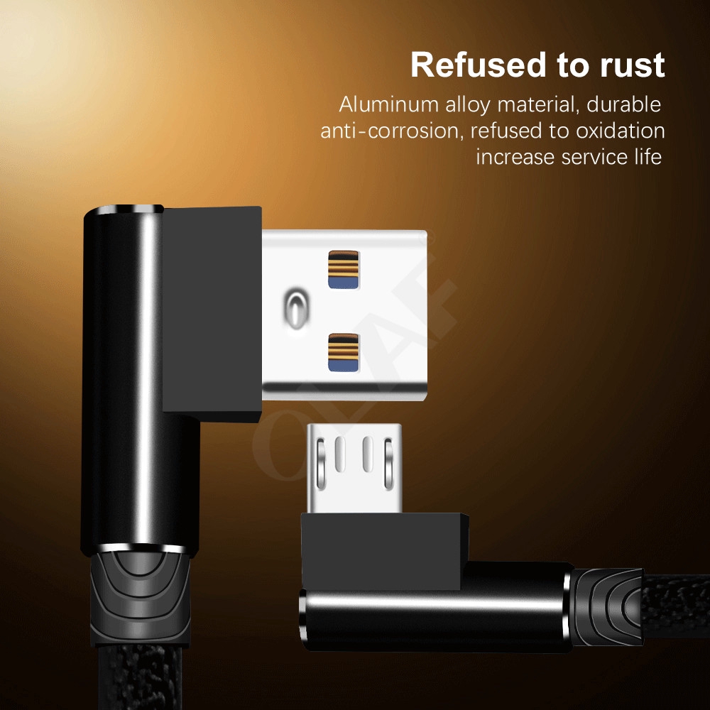 Cáp truyền dữ liệu/sạc nhanh micro USB dây nylon bện vuông góc dài 1/2/3m cho Samsung Galaxy S7 Xiaomi LG