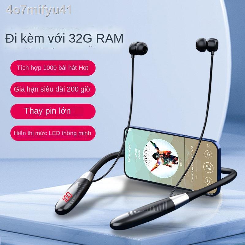 ❂▼❒Tai nghe bluetooth không dây đeo cổ có âm trầm nặng thể thao hai ở chế độ chờ lâu Apple OPPO Huawei vivo phổ