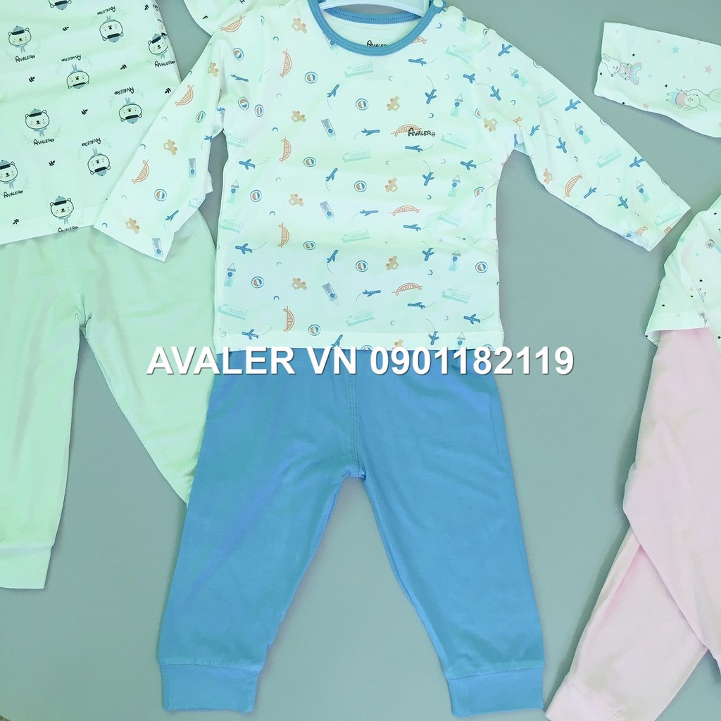 Tổng hợp mẫu bộ đồ tay dài sợi tre Avaler Trơn, Kẻ, Họa Tiết Size 6-9m (6.5-8.5kg)