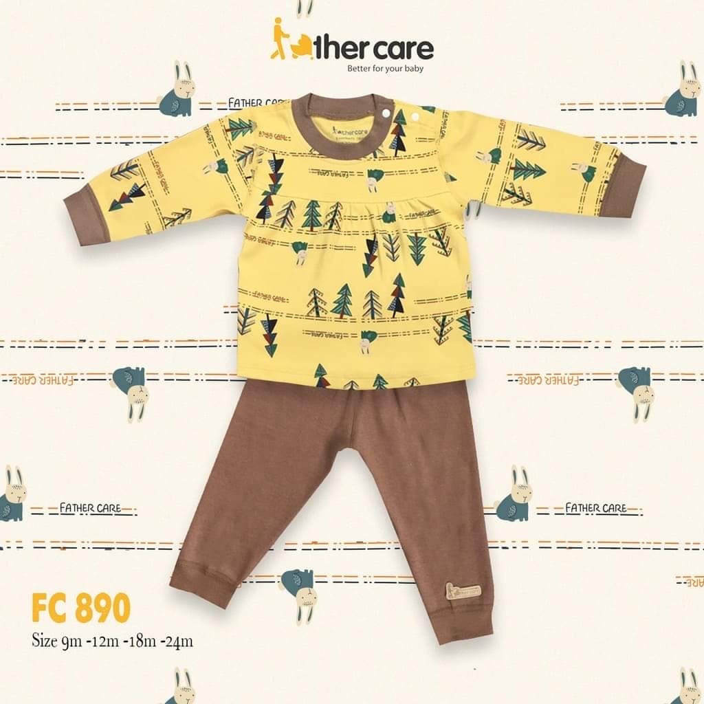 Father Care bộ quần áo nỉ dài tay cho bé gái Thỏ và cây FC 890, quần áo thu dông cho bé