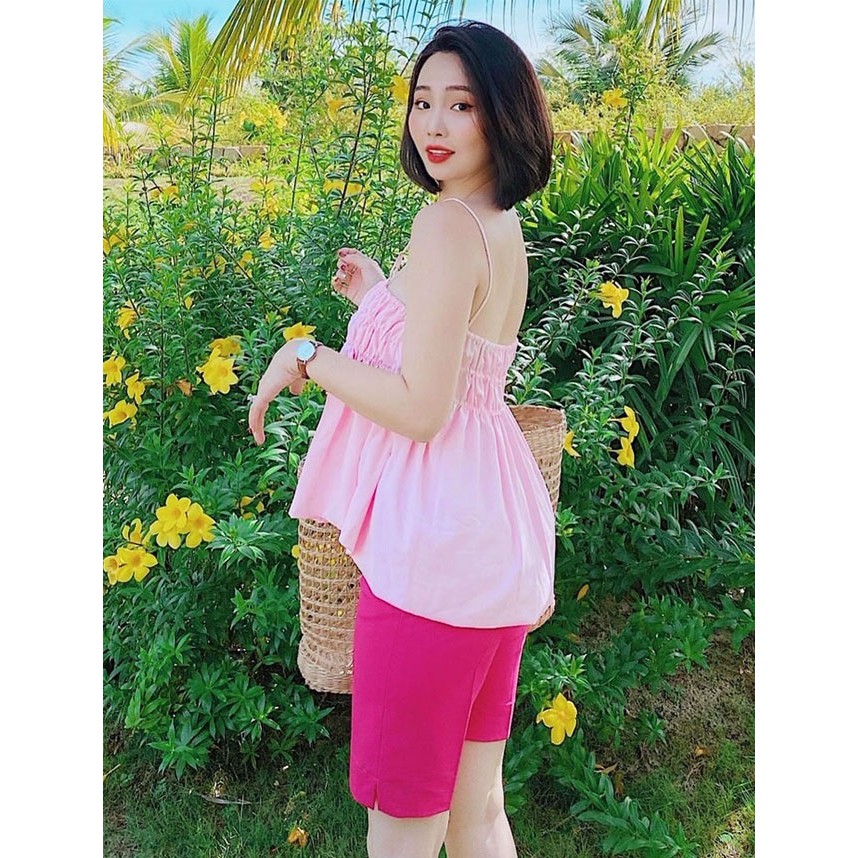 Set bộ áo dây phối quần thun lửng đi du lịch | đi chơi biển | đi dạo | mặc nhà dễ thương