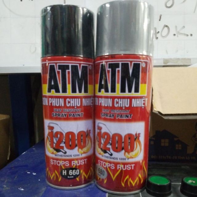 Sơn xịt ATM chịu nhiệt đen nhám/ bạc 400 ml