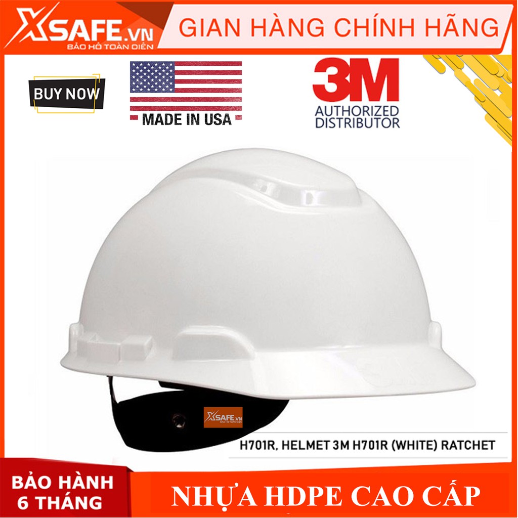 Mũ bảo hộ 3M H701R nón bảo hộ lao động cao cấp nhựa ABS siêu cứng, lồng nón điều chỉnh được độ cao chính hãng 3M