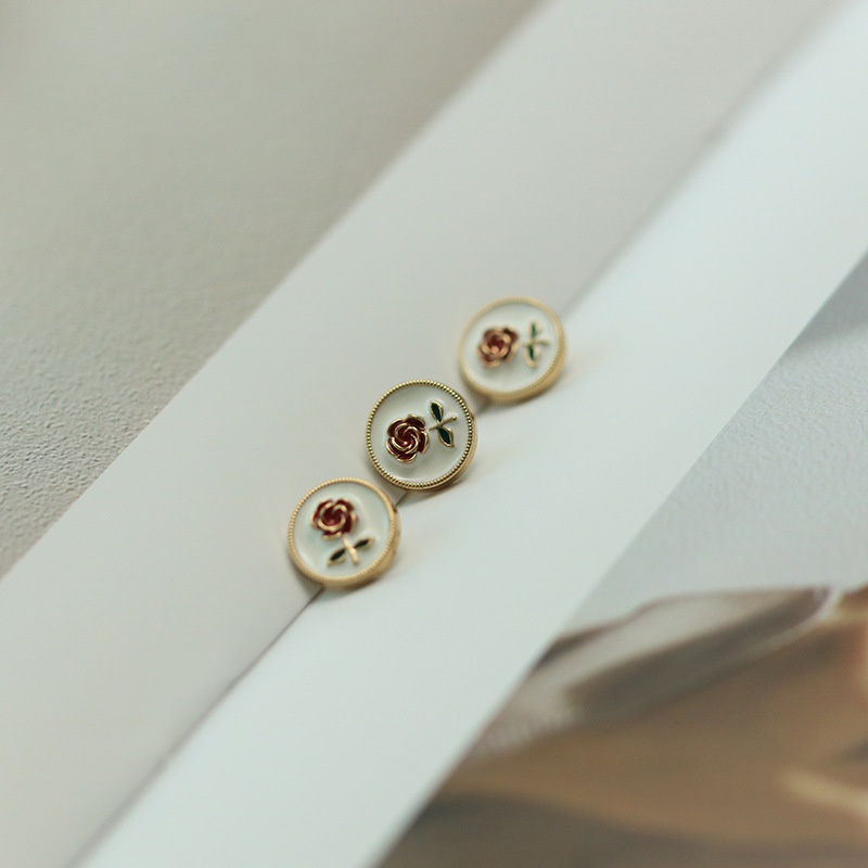 10 Nút Hợp Kim Hình Hoa Hồng Đỏ May Quần Áo