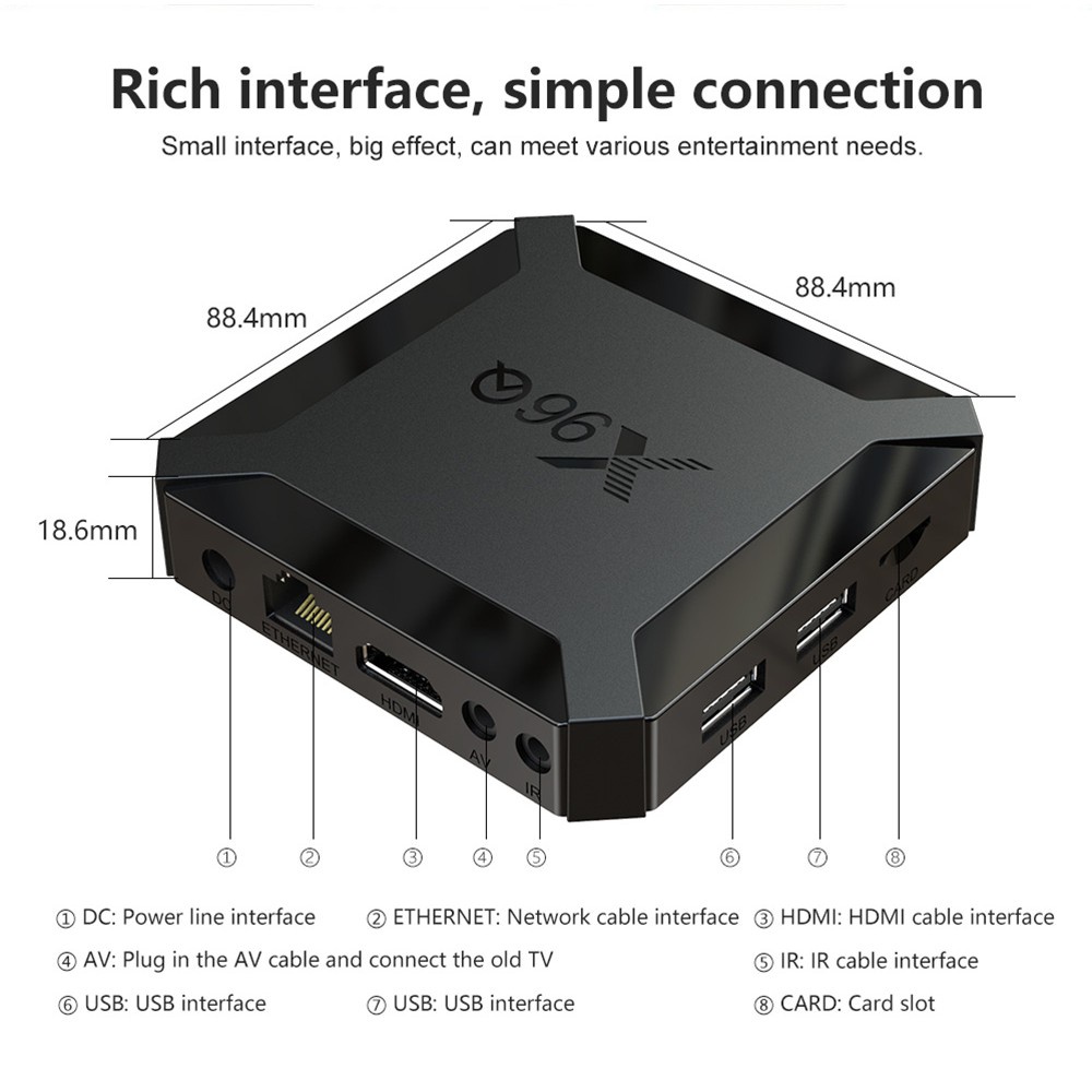 PRE INSTALL X96Q 4K Smart TV Box 1G+8G H3 Android 10.1 3D HDMI 2.0 Support 5G Wifi