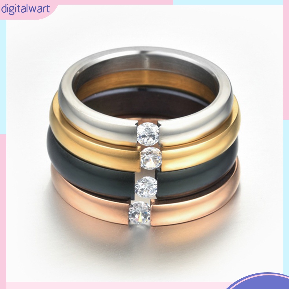 Nhẫn Thép Không Gỉ Đính Đá Zircon Thời Trang Dành Cho Nam Và Nữ