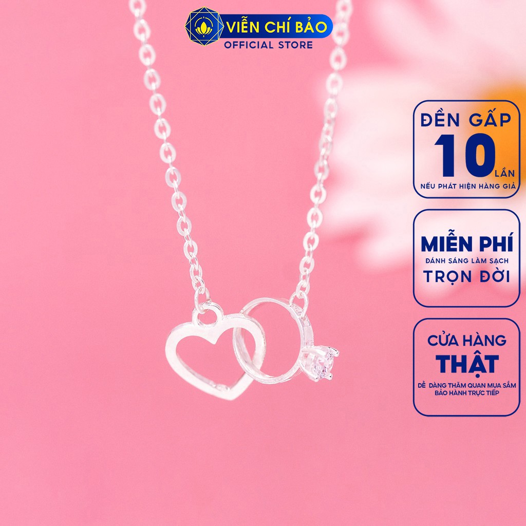 Dây chuyền bạc nữ mặt nhẫn trái tim chất liệu bạc 925 thời trang phụ kiện trang sức nữ Viễn Chí Bảo D400231