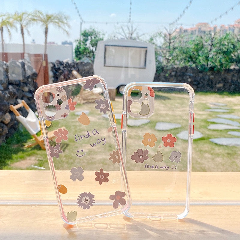 Ốp điện thoại silicon mềm trong suốt họa tiết hoa dễ thương thích hợp cho iPhone 11 12 Pro Max 7 8 Plus Xr Xsmax