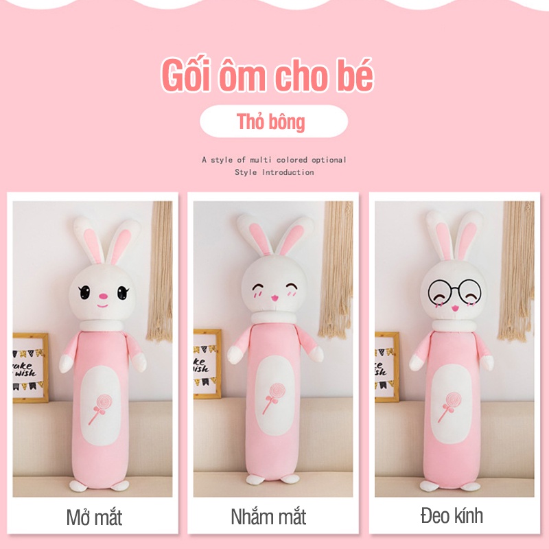 Gối Ôm Cho Bé Thỏ Bông 65Cm Giúp Bé Ngon Giấc Không Bị Trằn Trọc Tránh Giật Mình - TAN001