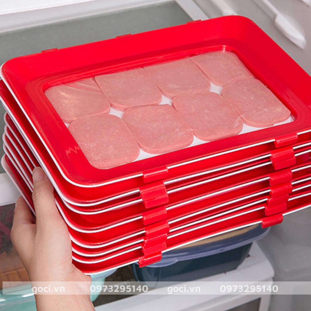 Hộp nhựa đỏ có màng bảo quản thực phẩm tủ lạnh trữ đông màng bọc siêu bền kín khí kháng khuẩn đa năng tiện lợi