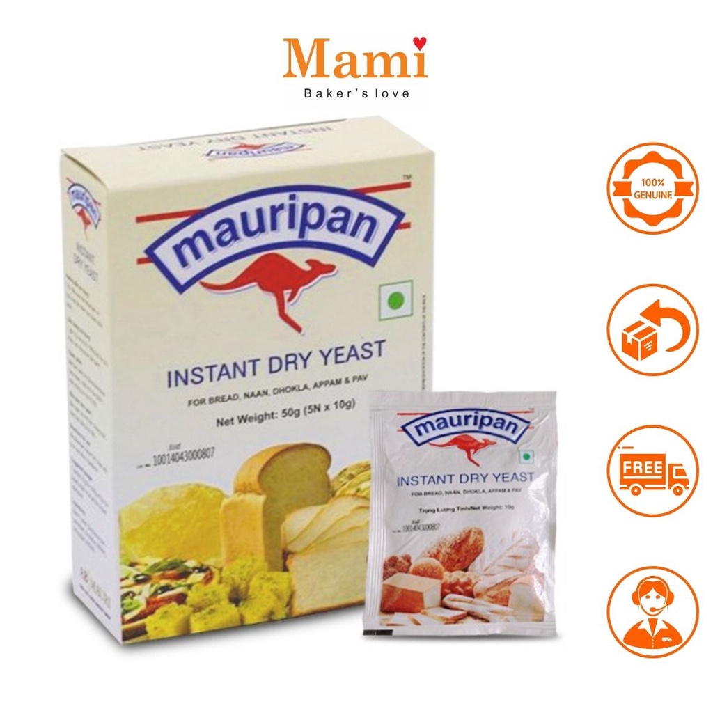 Men Nở Khô Làm Bánh Mì, Pizza, Bông Lan Instant Mauripan Không Cần Kích Hoạt Gói 10g