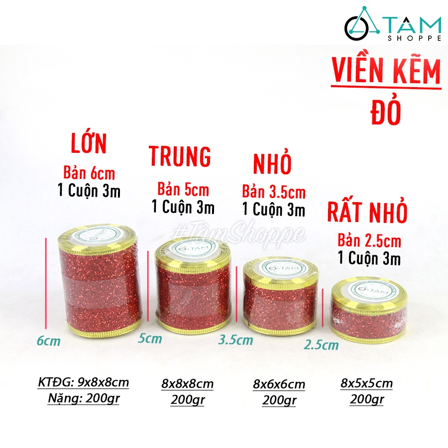 Ruy băng kim tuyến viền kẽm nhiều màu nhiều cỡ  RB-07 TAN