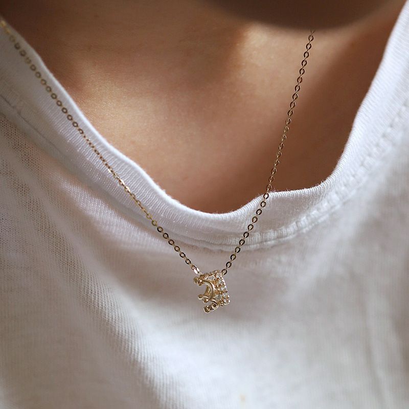 Dây chuyền vương miện bạc s925 mạ vàng 14k cực đẹp