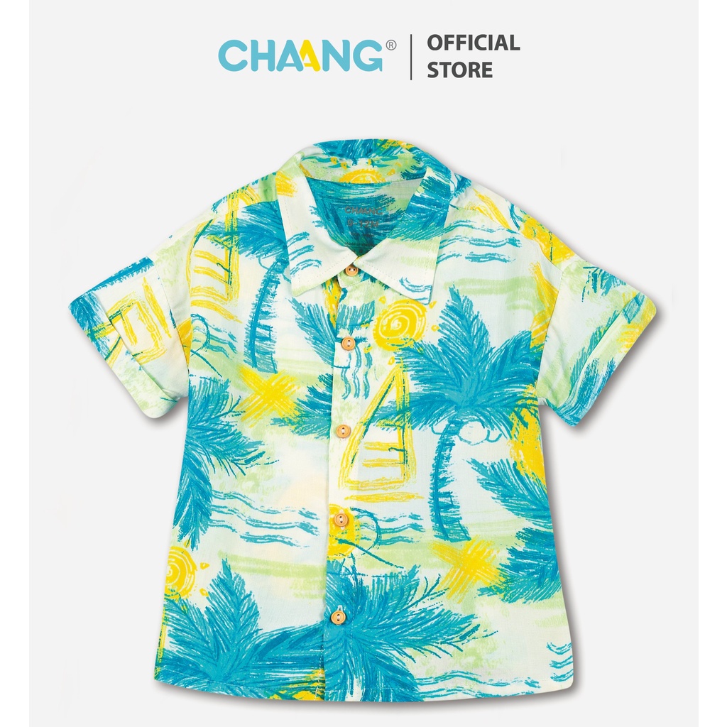 Áo sơ mi lanh cúc giữa Sea coconut cho bé Chaang