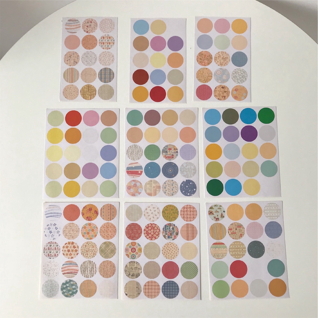 Set Of 9 Round Stickers For Cute Decoration