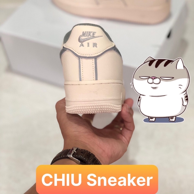 Giày thể thao nam nữ tăng chiều cao AF1 trắng phản quang giày Sneaker nam nữ air force1 trắng bạc xịn