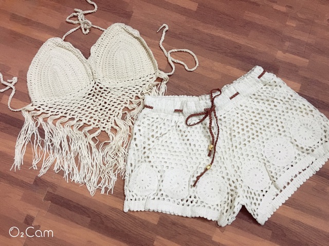 Áo lưới yếm đan sợi có đệm ngực đi biển buộc dây sexy LINH RUBI STORE A037