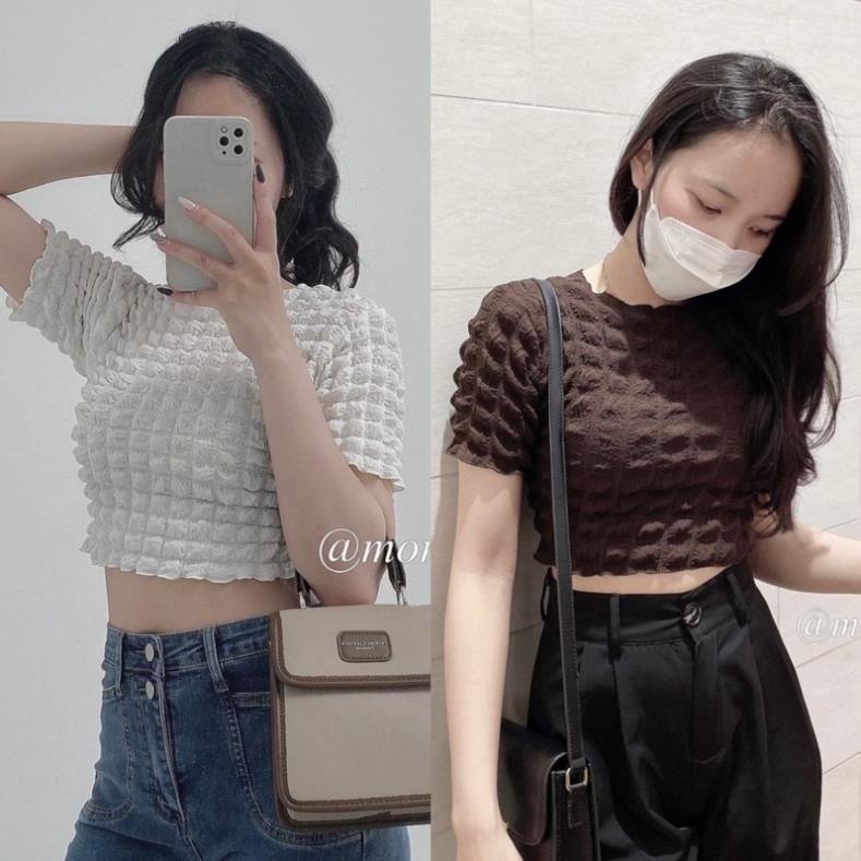 Áo croptop xốp to 2 màu