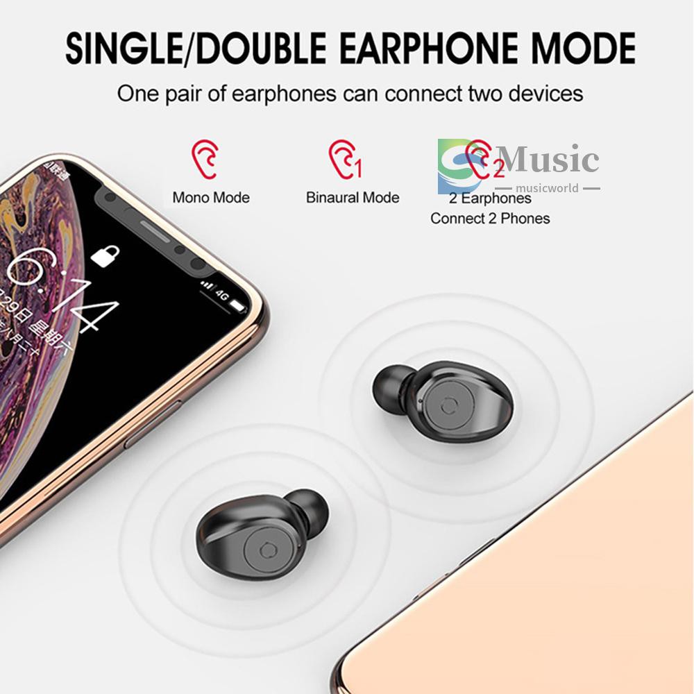 〖MUSIC〗F9 musicworld 5.0 True Wireless musicworld Earphones TWS Earbuds with Digital Display Stereo Music Headphones IPX7 Waterproof Sport Headset with Mic Charging Box