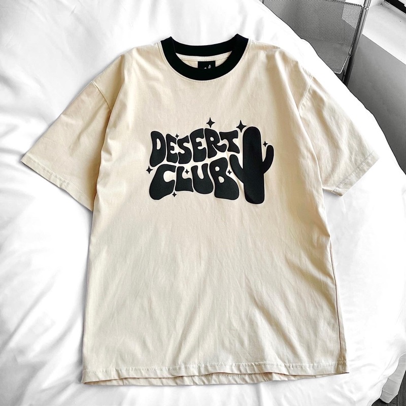 Áo thun tay lỡ nam nữ,thiết kế in nổi chữ Desert