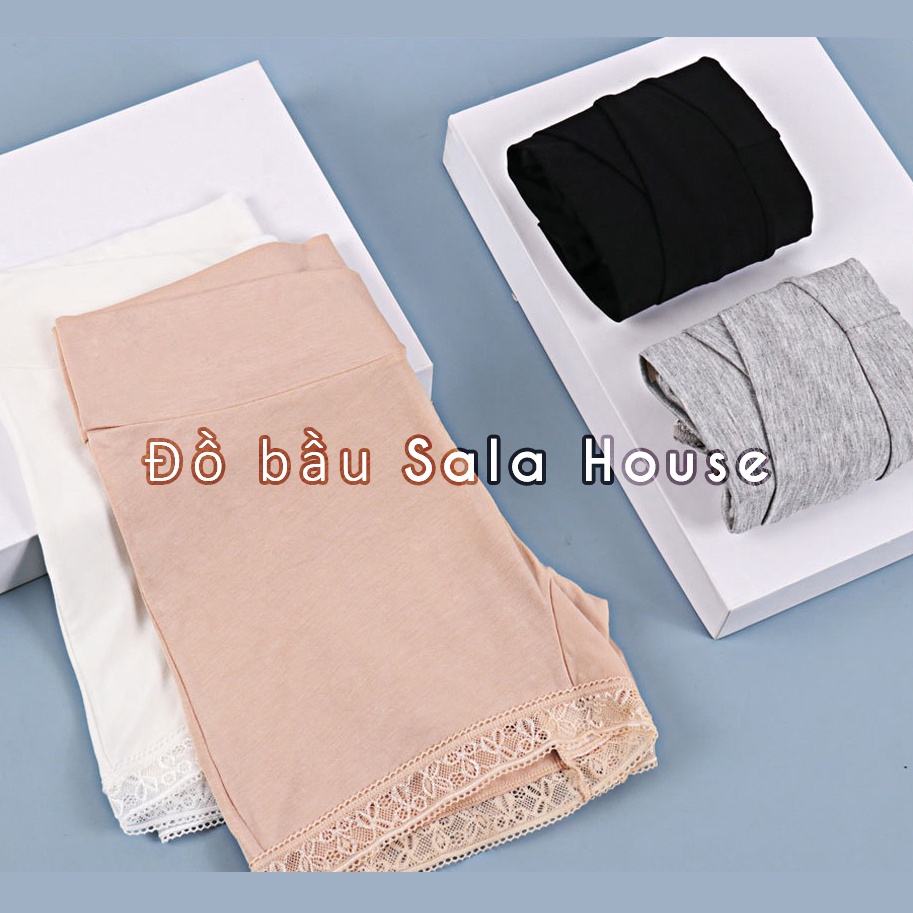 Quần váy bầu cạp chéo viền ren EnjoyPreg - Vải Modal Mềm mịn - Đáy rộng không cần mặc thêm quần lót - Đồ bầu SalaHouse