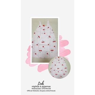Áo đầm tole (lanh) mẫu dây nút