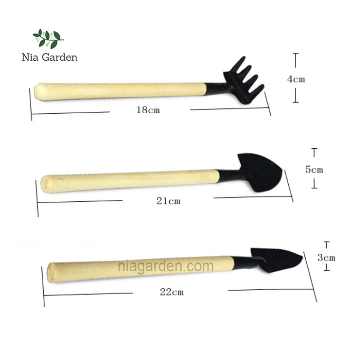 Bộ làm vườn dụng cụ làm vườn mini 3 món xẻng cào xúc đất Nia Garden N6