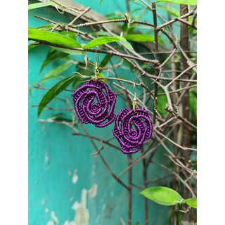Hoa tai handmade hình hoa hồng tím