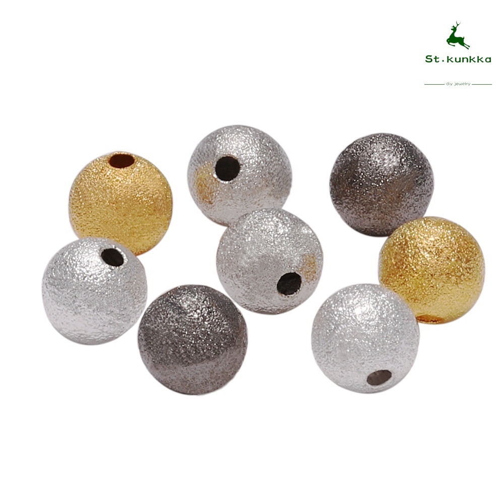 Set 100 hạt xâu chuỗi St.kunkka bằng đồng mạ size 4 6 8 10 12mm dùng làm trang sức thủ công