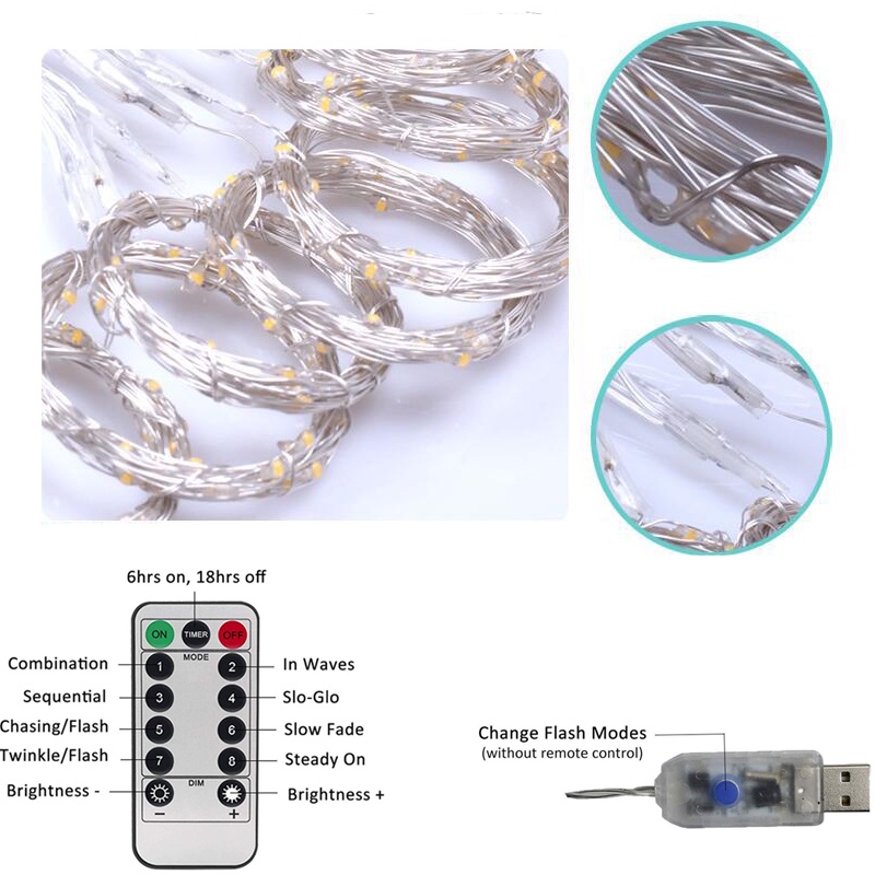 Đèn Đom Đóm LED FairyLight Thả Rèm Mưa, Thả Màng Trang Trí Phòng Ngủ, Nhà Cửa Siêu Lung Linh