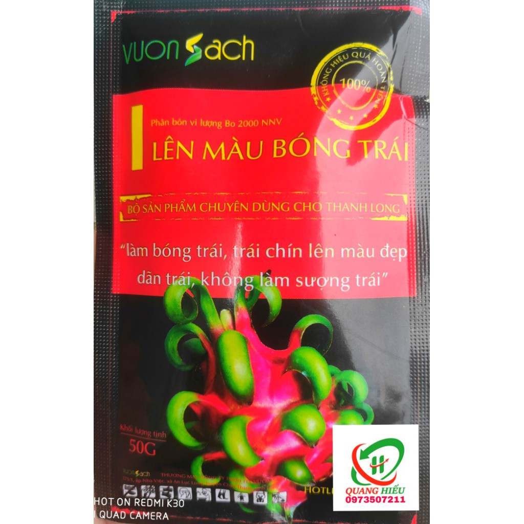 Lên Màu Bóng Trái là phân bón vi lượng chuyên dùng cho Thanh Long Ruột Đỏ 50G