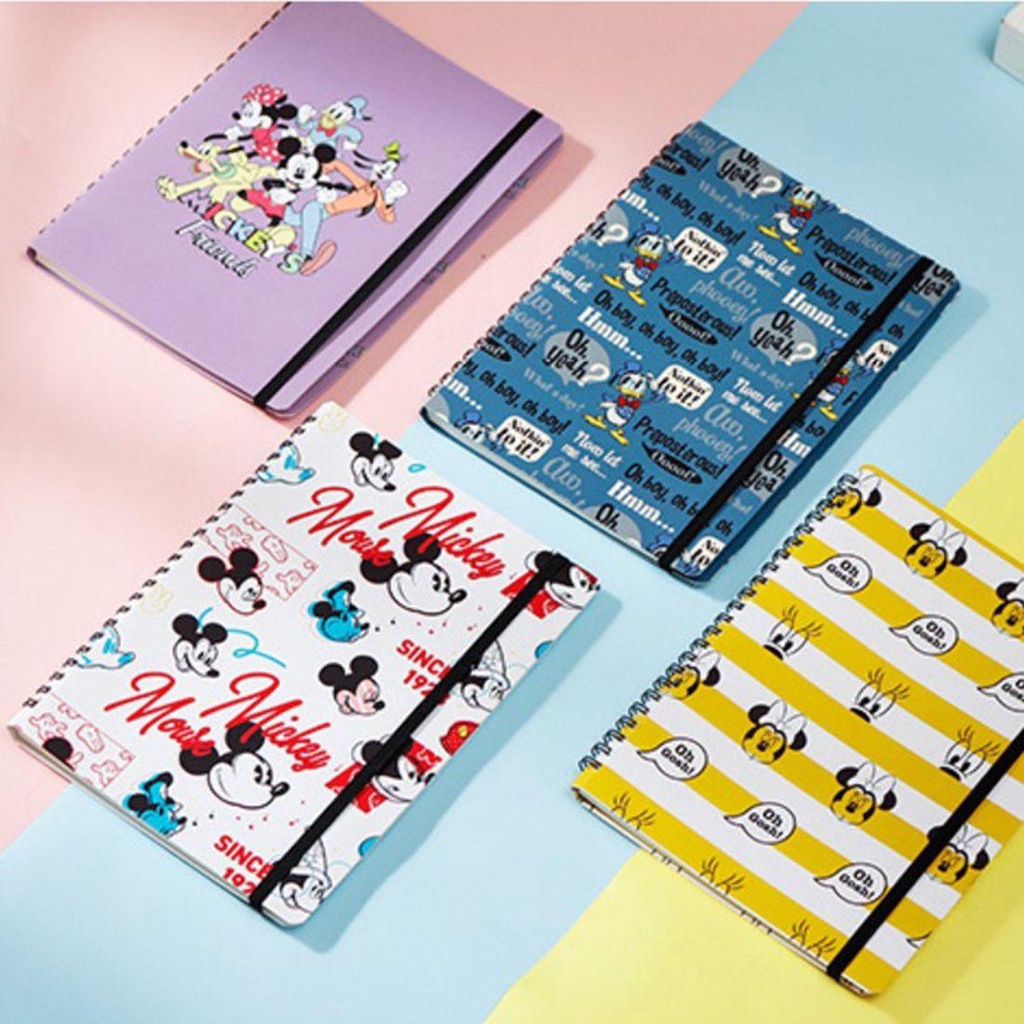 Sổ Tay Ghi Chú Bìa Cứng Dạng Xoắn Ốc Họa Tiết Chuột Mickey Dễ Thương Cho Học Sinh