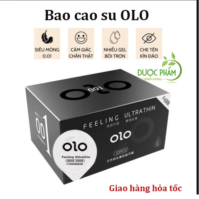 [Sỷ] Bao cao su kéo dài thời gian QH, siêu mỏng,nhiều gel bôi trơn OLO 001 Feeling Ultrathin( có che tên sản phẩm)