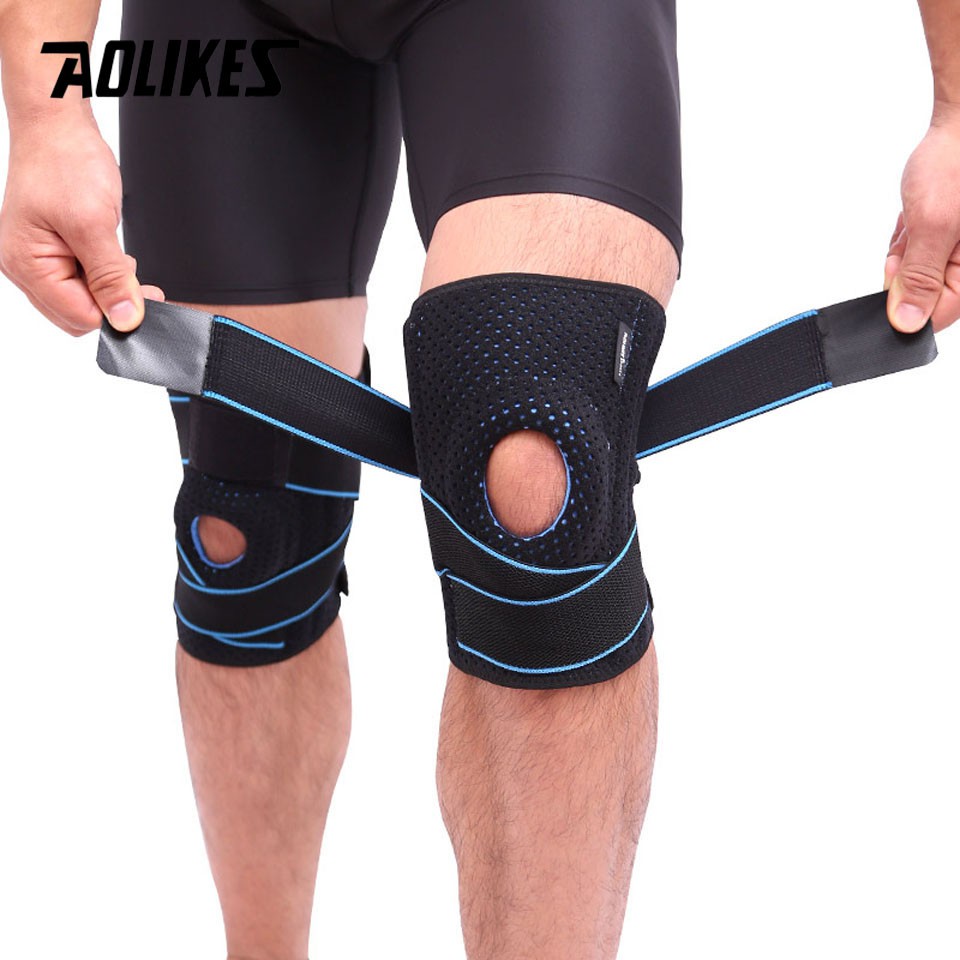 Bộ 2 đai bảo vệ khớp gối AOLIKES A-7908 có lò xo trợ lực cao cấp sport knee pad