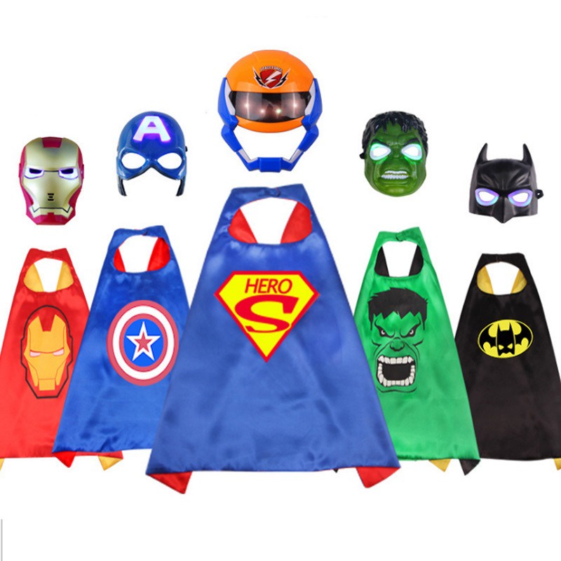 Bộ Áo Choàng SIêu Nhân Kèm Mặt Nạ Avengers Marvel Spiderman Captain America Siêu Nhân Elsa Cho Bé