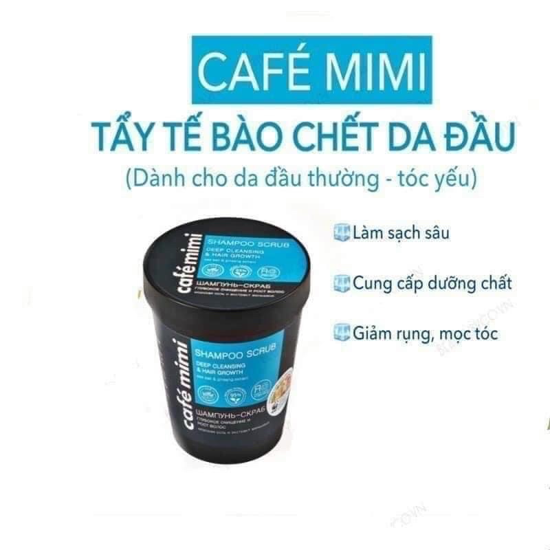 Dầu gội - Tẩy da chết da đầu Cafe Mimi Shampoo Scrub làm sạch sâu cho tóc tơi &amp; bồng bềnh, giảm gàu ngứa, kiềm dầu