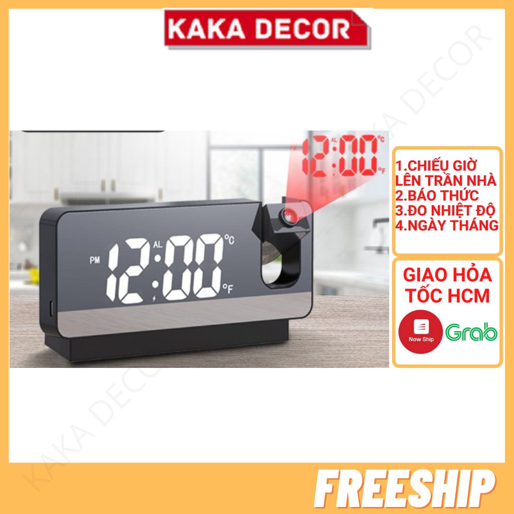 Đồng hồ led để bàn thông minh có chức năng chiếu thời gian lên trần nhà, báo thức đo nhiệt độ cao cấp