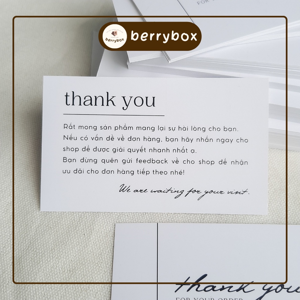 Cá | Set 50 card thank you, thiệp cảm ơn dễ thương size 9x5,5cm -  Basic Trắng
