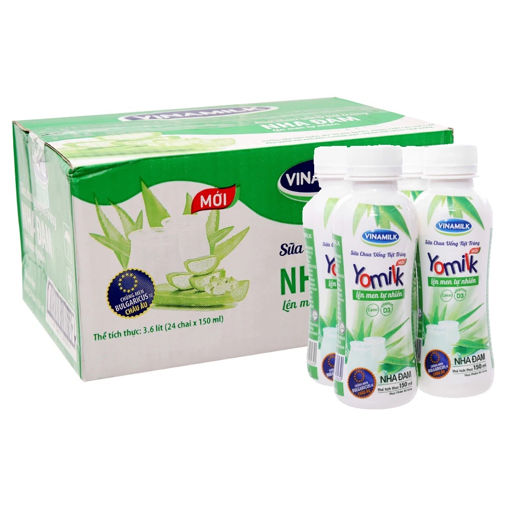 LỐC 4 CHAI SỮA CHUA UỐNG YOMILK LỰU ĐỎ - NHA ĐAM CHAI 150ML