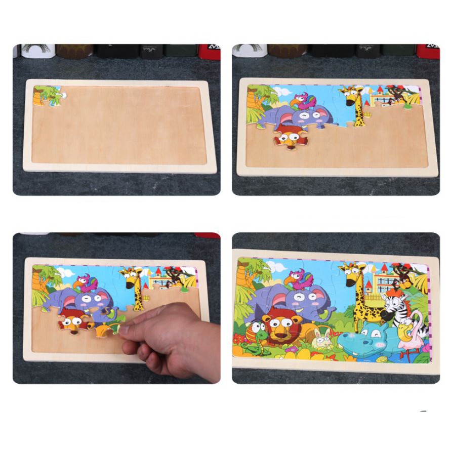 Bộ xếp hình ghép gỗ chìm 24 miếng ghép dành cho bé từ 3 tuổi