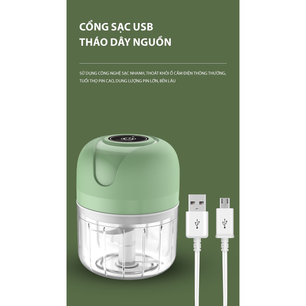 Máy xay đa năng mini, xay tỏi ớt, các loại gia vị - Dung tích 250ml