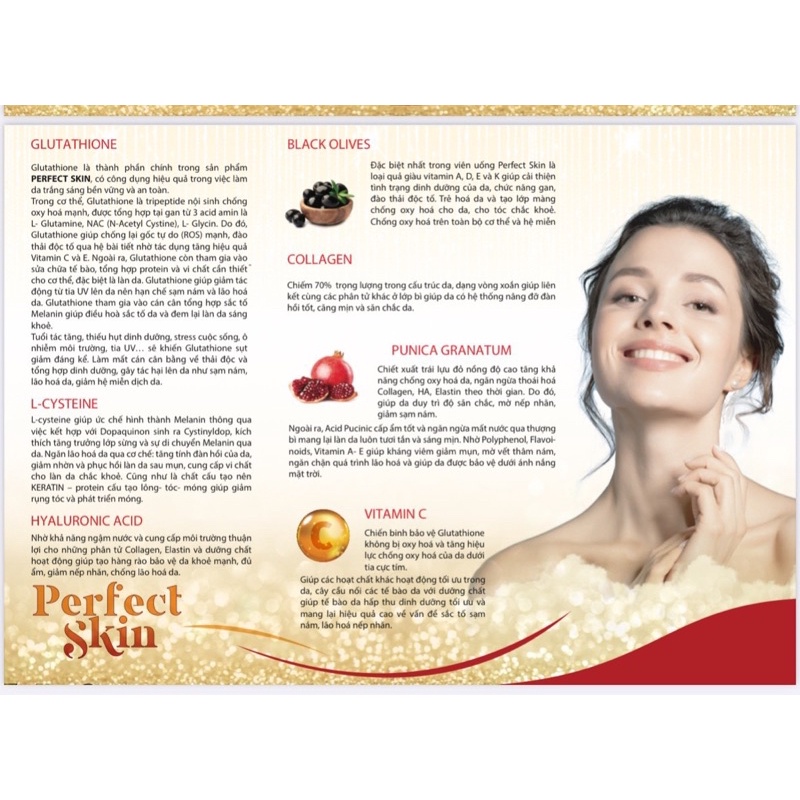 VIÊN UỐNG PERFECT SKIN - VIÊN UỐNG TRẮNG DA, MỜ NÁM, GIẢM THÂM HỘP 60 VIÊN